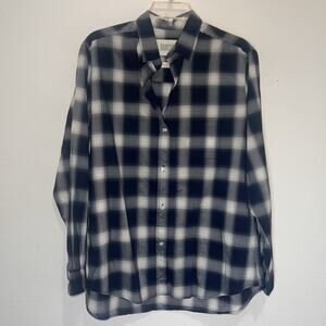 GRAYSON The Hero Shirt Size 4 Large Blue White Plaid Button Long Sleeve Cotton